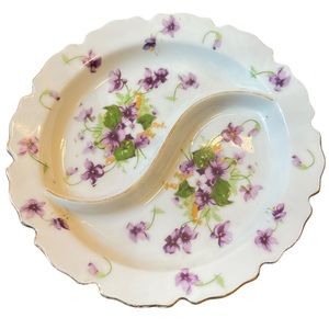 Vintage Norcrest Divided Trinket Dish Sweet Violets